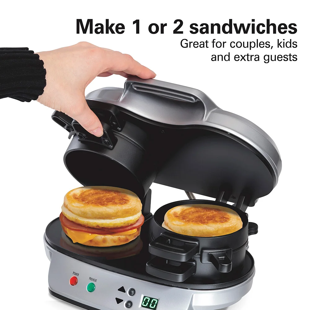 Alternative view of Dual Breakfast Sandwich Maker, Silver