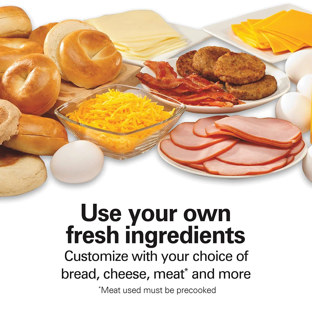 Breakfast Sandwich Maker with Timer, Silver - Image 3