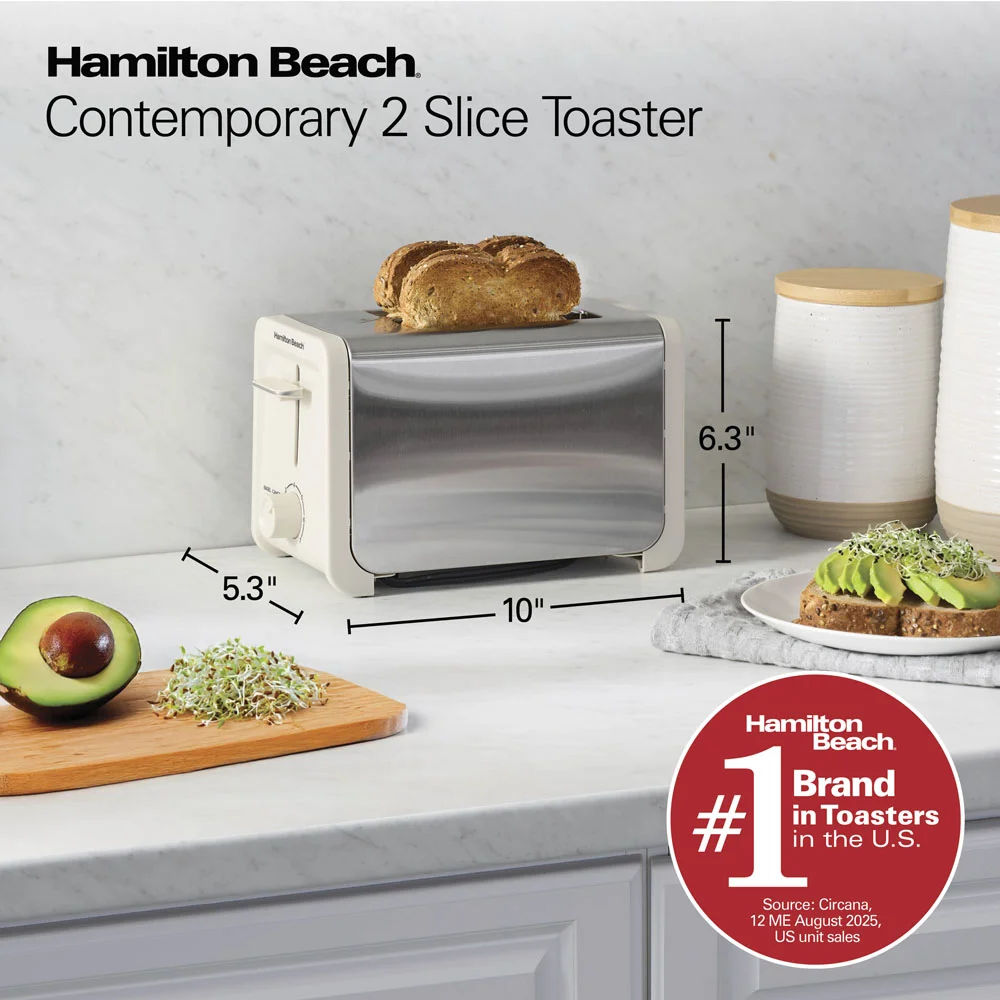 Contemporary 2 Slice Toaster, Sandstone - Image 8