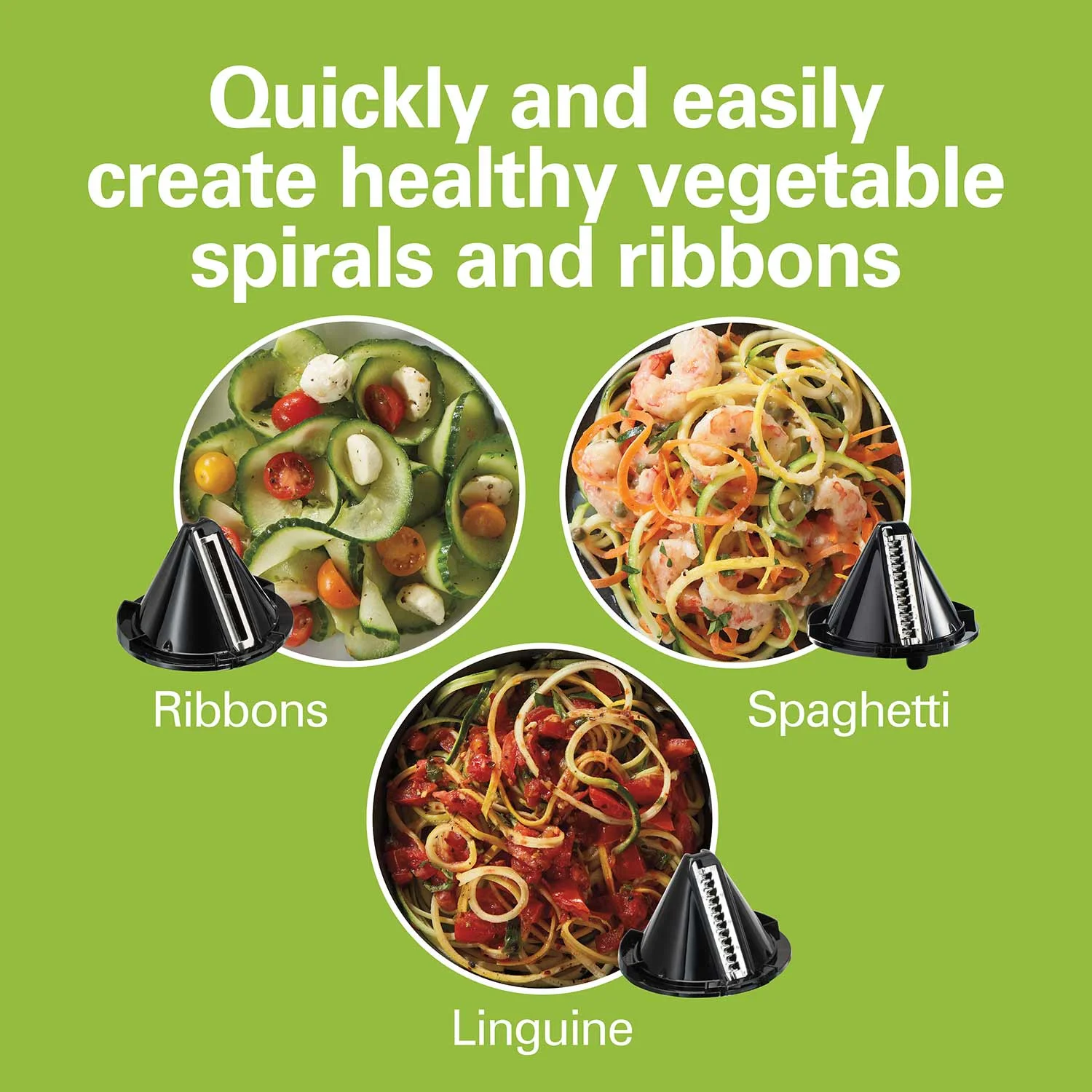 Alternative view of Hamilton Beach® 3-in-1 Electric Spiralizer, 3 Cutting Cones, Metal Food Grip, 6 Cup Capacity, 70930